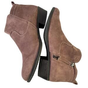 Arizona Women's Garrity Ankle Faux Suede Brown Taupe Zip Up Bootie Size 7 GUC